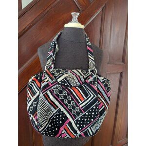Vera Bradley Quilted Shoulder Bag Northern Stripes Geometric Black Multicolor